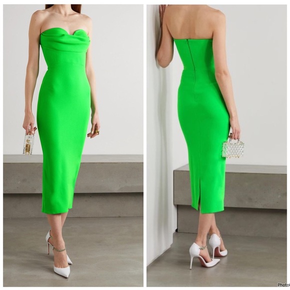 ALEX PERRY darcy stretch crepe sweetheart drape strapless dress green Sz 8 NWT - Picture 1 of 11